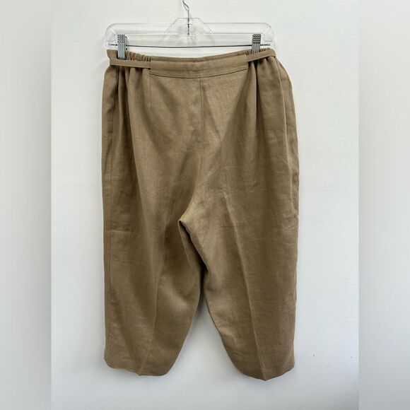 Vintage Talbots Beige Irish Linen Cropped Straight Leg Pants Size L Petite - Picture 5 of 9